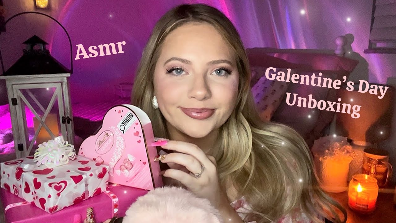 Asmr Galentine’s Day Gift Unboxing 🩷🎀🩰 Tapping, Scratching, Whispering 