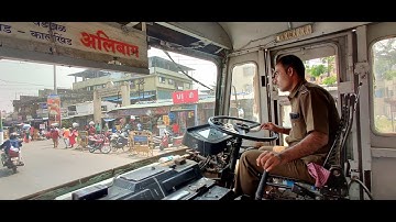 MUMBAI TO ALIBAG : FULL JOURNEY : MSRTC SEMI LUXURY HIRKANI ST BUS CABIN RIDE