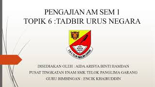 TADBIR URUS NEGARA OLEH AIDA ARISA: Pengajian Am STPM Semester 1
