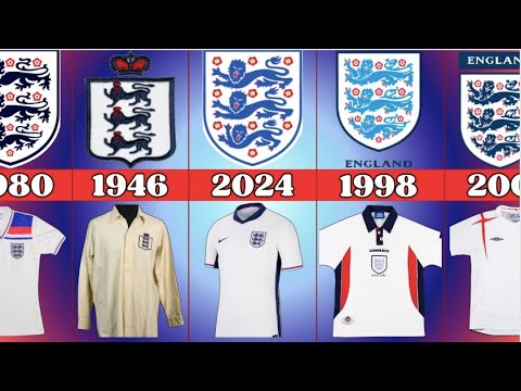 видео: England national football team evolution jersey | History jersey football