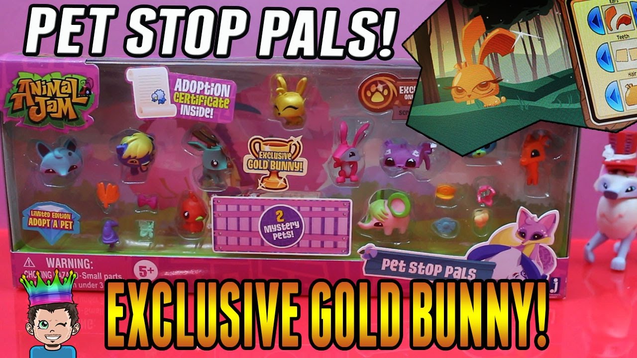 Animal Jam Pet Stop Pals with Exclusive Gold Bunny & 2 Mystery Pets Adopt... 
