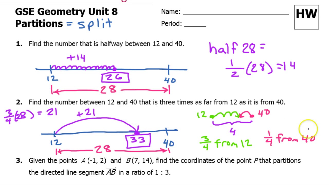 geometry basics homework 4 partitioning a segment answer key