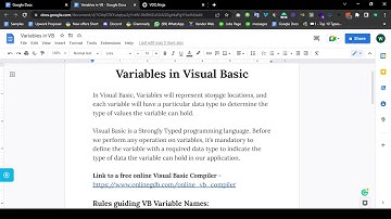 Variables in Visual Basic