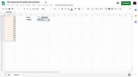 How to calculate measures of center and variation on google sheets!