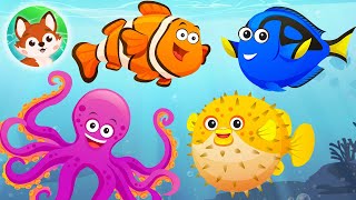 Подводный мир. 🐬 Морские обитатели. 🦀 Мультик для детей. Кто живёт в море? Учимся играя.