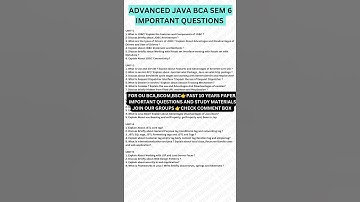 Advanced Java important questions BCA sem 6 #exam #ou #questionpapers #degree #importantquestions