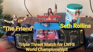 Roman Reigns VS The Fiend Bray Wyatt VS Seth Rollins for LWFS World title in TripleThreatTable Match