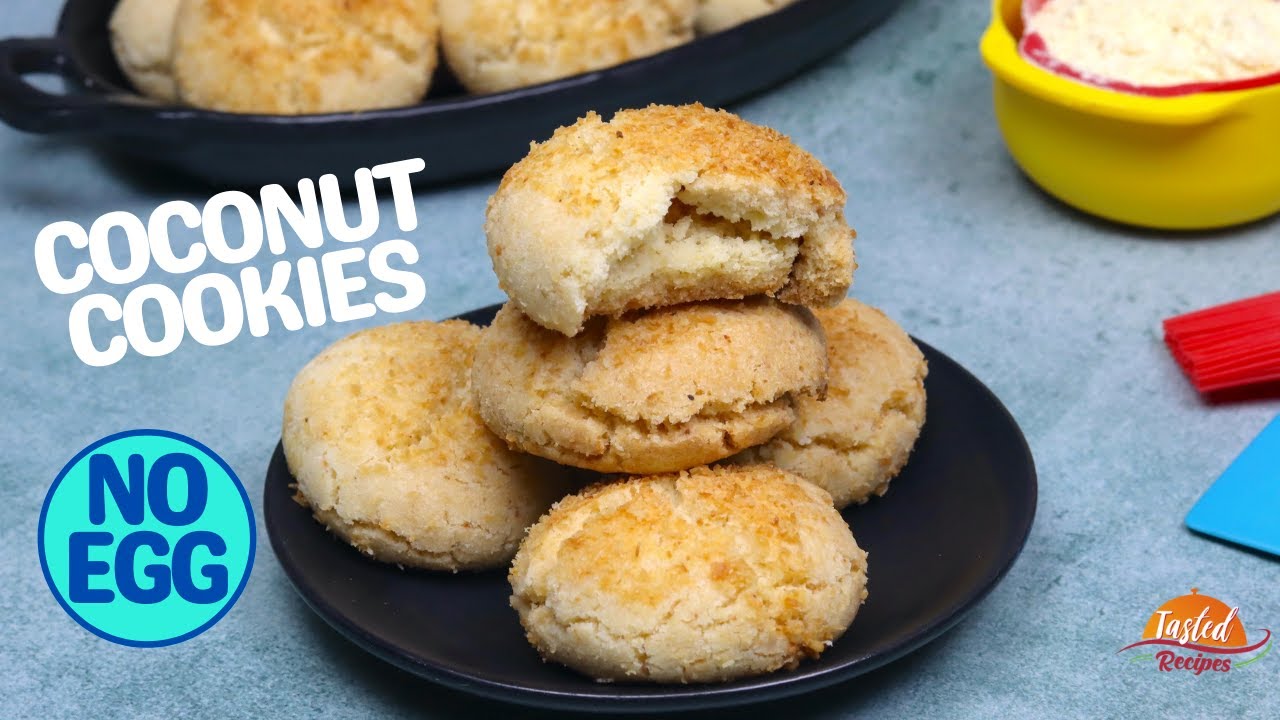 Eggless Coconut Cookies Recipe in OTG oven | Tasted Recipes