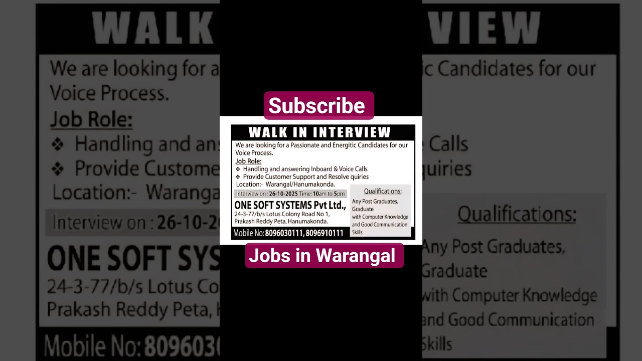 Jobs in Warangal 