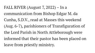 Diocese Of Fall River Massachusetts Priest Placed On Administrative Leave Over Alleged Misconduct