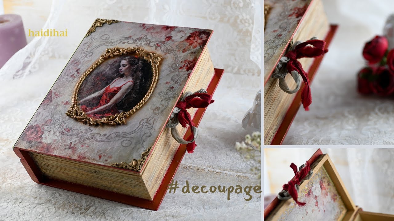 Romantic Vintage Book Box | Decoupage & Antique Gold Details DIY