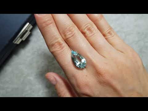 Large African aquamarine in pear cut 7.90 carats Video  № 2