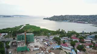City From biggest lake in Africa Mwanza city drone video footage 
