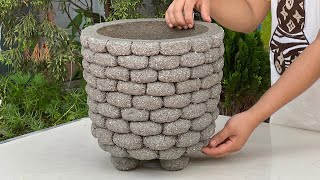 Creative From Cement - Advantage Of Styrofoam Old And Cement Into Beautiful Plant Pot