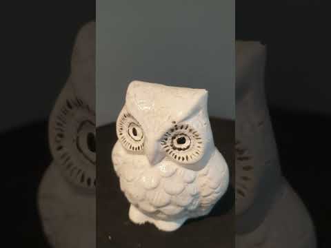 White Deco Brass Owl Idol (सफेद डेको उल्लू) — Maa Lakshmi Vahan Vastu Symbol with Modern Antique-White Finish