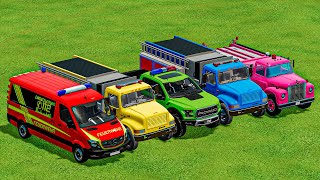 POLICE CAR, FIRE TRUCK, AMBULANCE, COLORFUL CARS FOR TRANSPORTING! FS 22