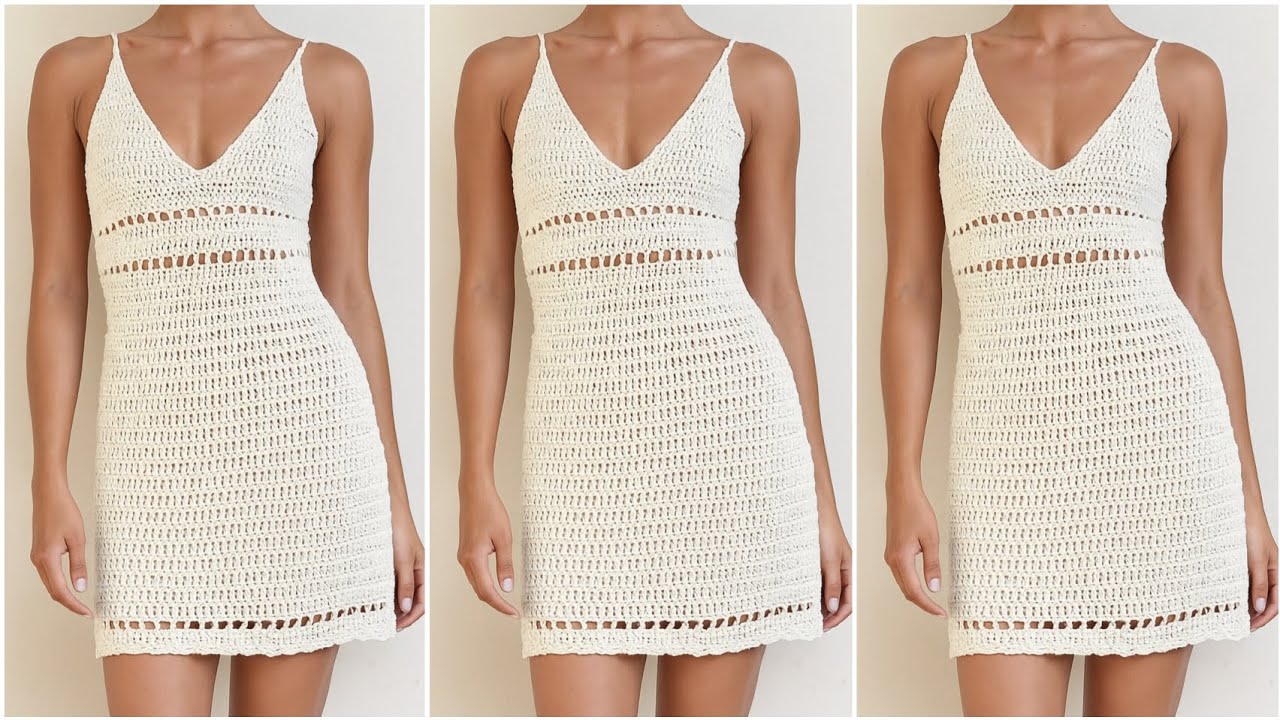 ✂️Vestido curto tubinho em crochê Passo a Passo Completo