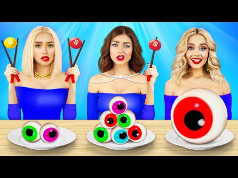 Giant VS Tiny Eyeballs Jelly Mukbang | Eating Big, Medium and Small Candies \u0026 Food by RATATA