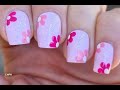 Baby Pink NAILS With Pink Flowers &amp; Dew / Soft Girly PASTEL NAIL ART For Summertime