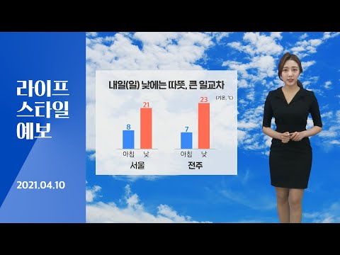 [날씨] 4월 10일_내일(일) 한낮에는 따뜻, 큰 일교차…중서부 오전 미세먼지 ‘나쁨’