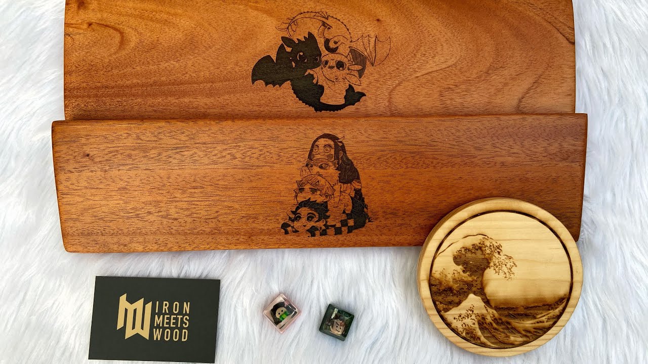 UNBOXING IRON MEETS WOOD CUSTOMIZED ENGRAVED WOODEN WRIST REST and COASTER