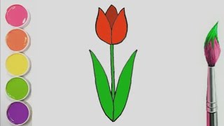 How to draw Tulip | Как нарисовать Тюльпана | Bolalar uchun Lola rasmini chizish
