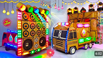 Mini Dj truck Setup | how to make mini djsetup with cardboard Making Dj truck | dj wala, dj gadi