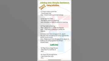 Infinitive. || Joining Into Simple Sentences Using Infinitive.@NipakNag