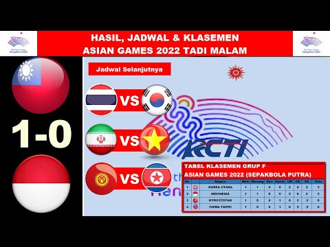 HASIL ASIAN GAMES 2022||CHINA TAIPEI VS INDONESIA 1-0||HASIL, JADWAL &amp; KLASEMEN ASIAN GAMES 2022.