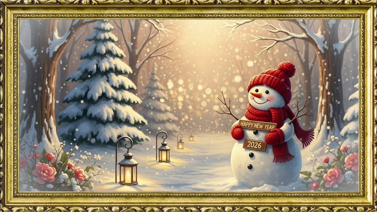Snowfall Winter Night 2026 ❄️ Vintage Oil Painting TV Art
