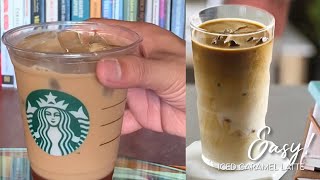 Easy iced caramel latte with instant coffee