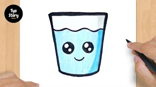 How to Draw a Cute Glass of Water, Wine Glass Easy Drawings 