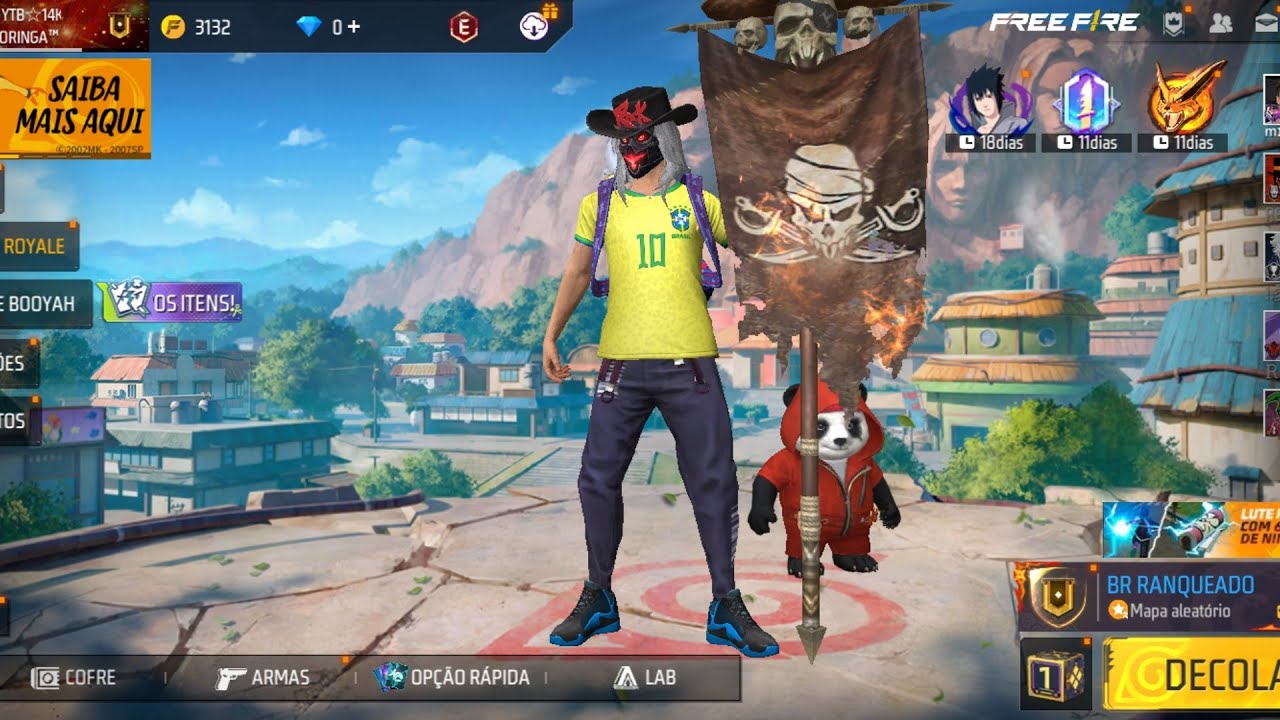 conta de free fire pra doar com bandeirão conta rara antiga de free ...