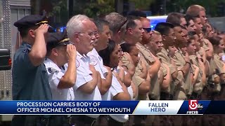 Fallen officer remembered during procession from Boston to Weymouth