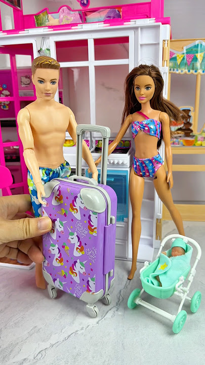 Satisfying With Unboxing Barbie Suitcase Set Toys, ASMR Video #shorts