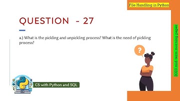Question - 27 (a) | Class 12th 2023 CS mid-term Paper (morning session) | Binary file handling