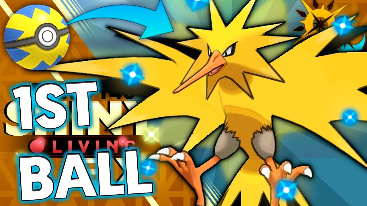 1st POKEBALL CATCH! Epic Shiny Zapdos! | Pokemon USUM Shiny Reaction | 