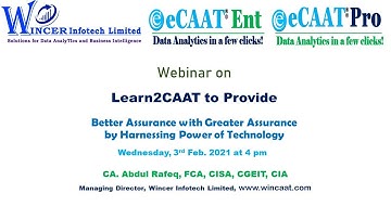 Webinar on Learn to CAAT using eCAAT