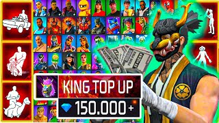 150.000💎DIAMONDS🔥ULTIMATE top up😱watch how many skins I got Free Fire new update