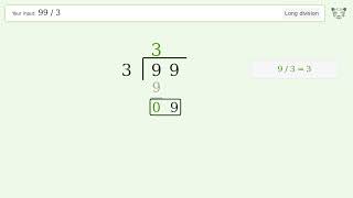 99/3 Long Division — Step-by-Step | Tiger Algebra Solver