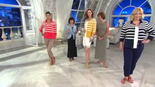 Liz Claiborne New York 3/4 Sleeve Striped Knit Sweater with Amy Stran