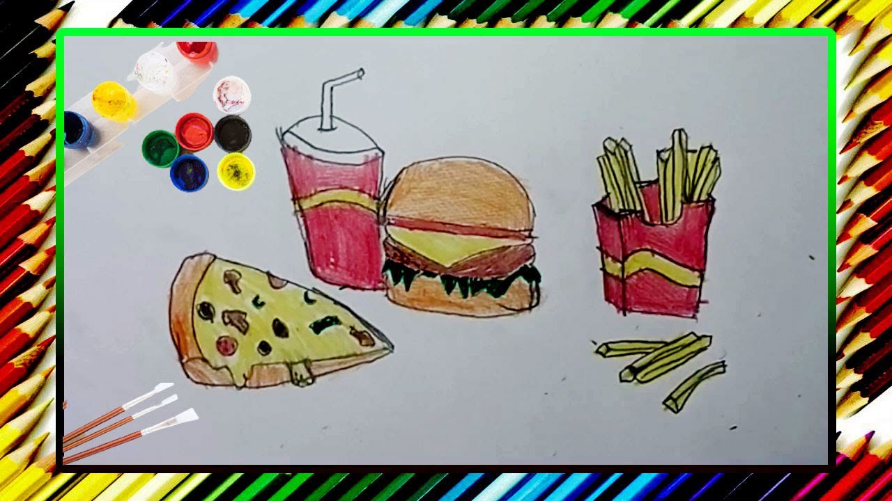 How To Draw For Kids 6-8: A Fun and Simple Grid Copy Method Fast Food Item  Pizza, Burger, Donut Drawing and Coloring Books For Kids To Learn To Draw.