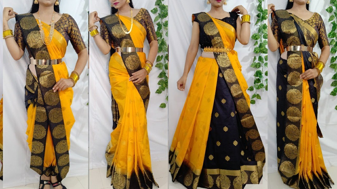 Traditional Saree draping Styles/Silk saree wearing styles to look elegant/perfect saree draping