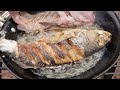 preparamos pescado frito en la playa pero nos agarro la lluvia