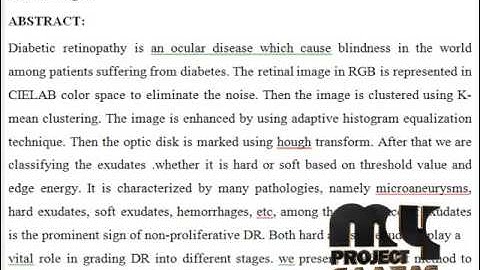 Final Year Projects 2015 | Detection and classification of exudates using k-means