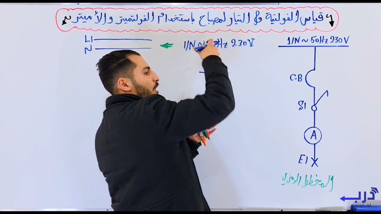 الرسم الصناعي كهرباء استعمال توجيهي 2007 /قياس التيار والفولتية لمصباح باستخدام الأميتر والفولتميتر