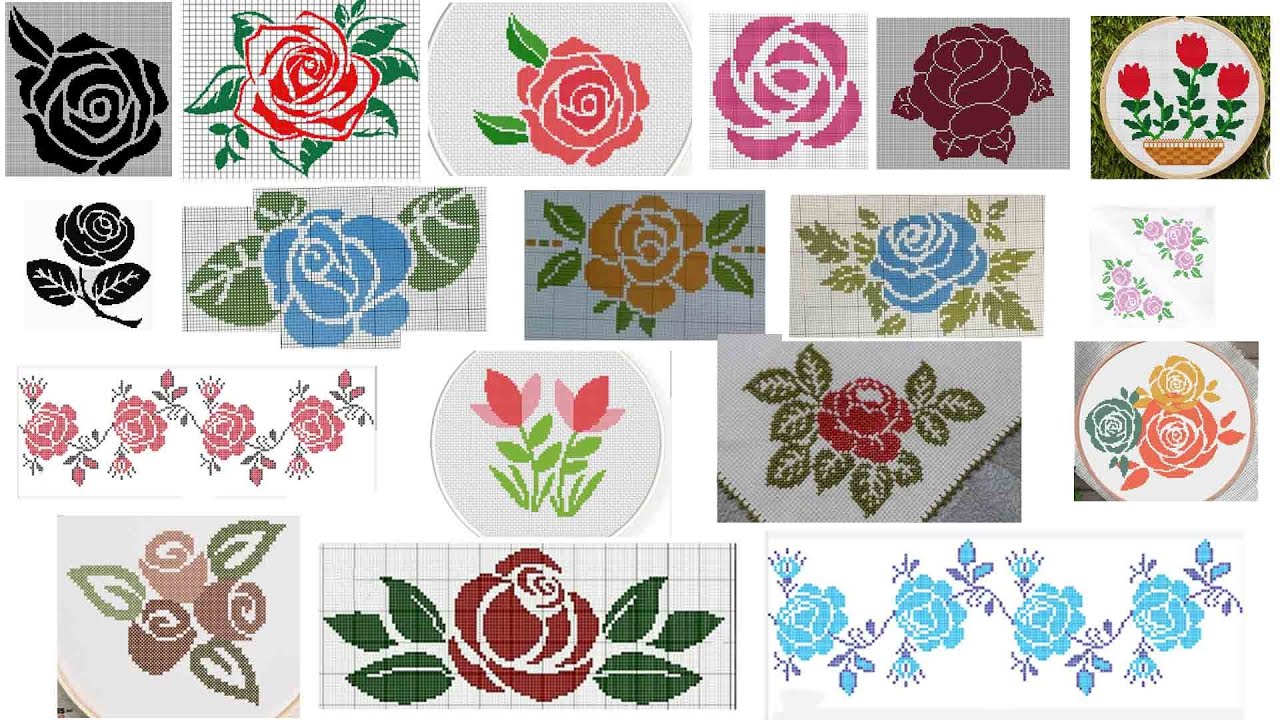 Super 20 Cross Stitch Rose Flower Graph Design. By Desi Design ||