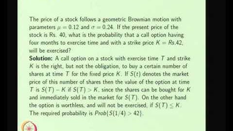 Mod-07 Lec-02 Processes Derived from Brownian Motion