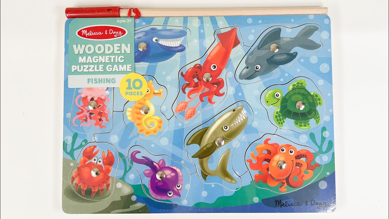 Kids Learn Sea Animals - Melissa and Doug Magnetic Wooden Puzzle