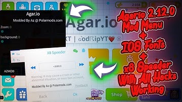 AGARIO 2.12.0 MOD MENU + IOS FONT + BACKGROUND + X8 SPEEDER APK - TUTORIAL *NO ROOT*(AGAR.IO MOBILE)